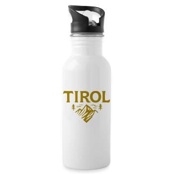 Tirol Minimalist Mountain Gold Emblem - Water bottle with straw - white - Right