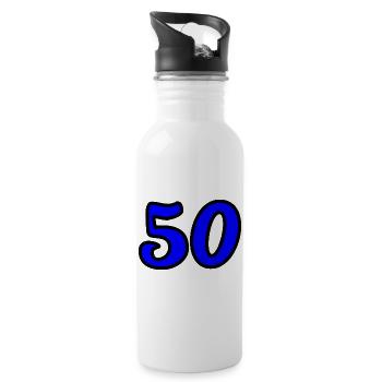50. 50 ANS. 50e ANNIVERSAIRE. ANNIVERSAIRE 50 ANS. - Gourde avec paille intégrée - blanc - Droite