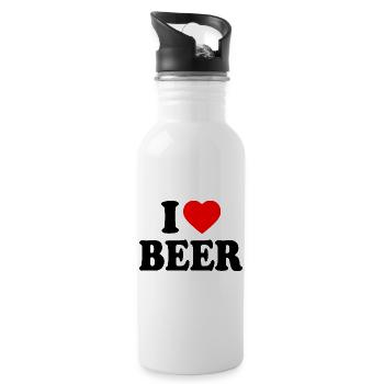 I love beer - Trinkflasche mit integriertem Trinkhalm - Weiß - Rechts