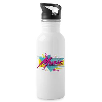 Neon Musik Retro Vibe - Trinkflasche mit integriertem Trinkhalm - Weiß - Rechts