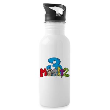 Moritz 3. Geburtstag - Trinkflasche mit integriertem Trinkhalm - Weiß - Rechts