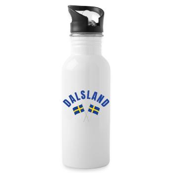 Dalsland Schwedische Flaggen - Trinkflasche mit integriertem Trinkhalm - Weiß - Rechts