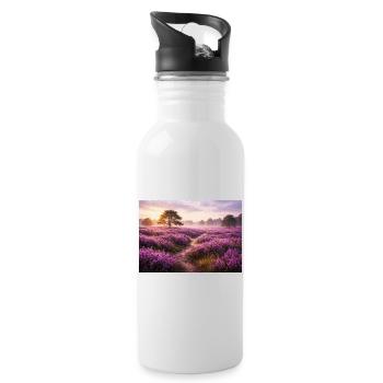 Lavender field at sunrise - Water bottle with straw - white - Right