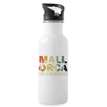 Mallorca, Urlaub - Trinkflasche mit integriertem Trinkhalm - Weiß - Rechts