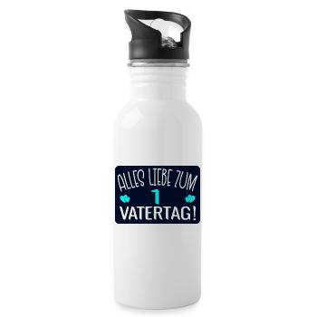 Baby Erster Vatertag - Trinkflasche mit integriertem Trinkhalm - Weiß - Rechts