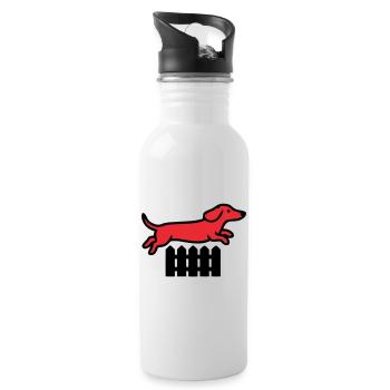 Dachshund Jump Fence Agility - Water bottle with straw - white - Right