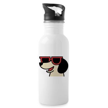 Patron aux lunettes teckel cool - Gourde avec paille intégrée - blanc - Droite