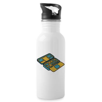 Colorful Watercolor Paint Box Art - Water bottle with straw - white - Right