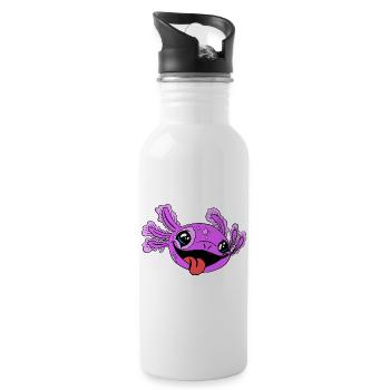 Naughty Axolotl with Tongue - Water bottle with straw - white - Right