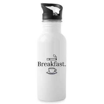 Breakfast Coffee Minimal Aesthetic Shirt - Water bottle with straw - white - Right