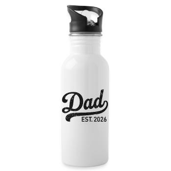 Dad Est. 2026 Retro Script - Water bottle with straw - white - Right