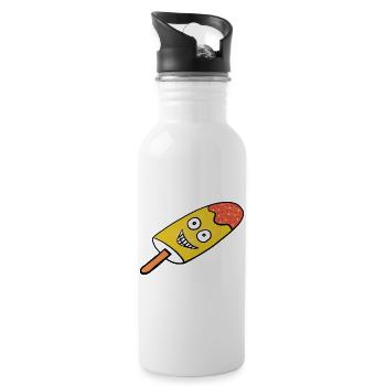 Fröhliches Zitronen-Eis Eiskrem Kinder  - Water bottle with straw - white - Right