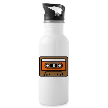 Retro Kassette Mixtape 90er Icon - Trinkflasche mit integriertem Trinkhalm - Weiß - Rechts