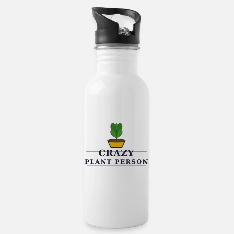 crazy plant person - Trinkflasche mit integriertem Trinkhalm - Weiß