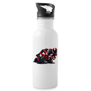 Rennfahrer Geometrie-Print - Trinkflasche mit integriertem Trinkhalm - Weiß - Rechts