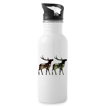 Hirsch - Trinkflasche mit integriertem Trinkhalm - Weiß - Rechts