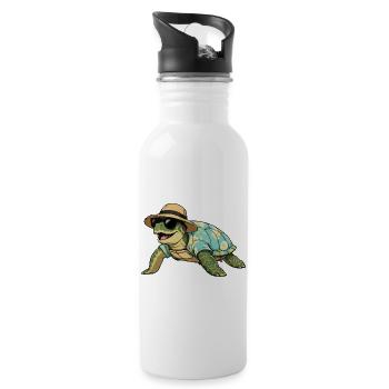 Turtle in tropical look - Water bottle with straw - white - Right