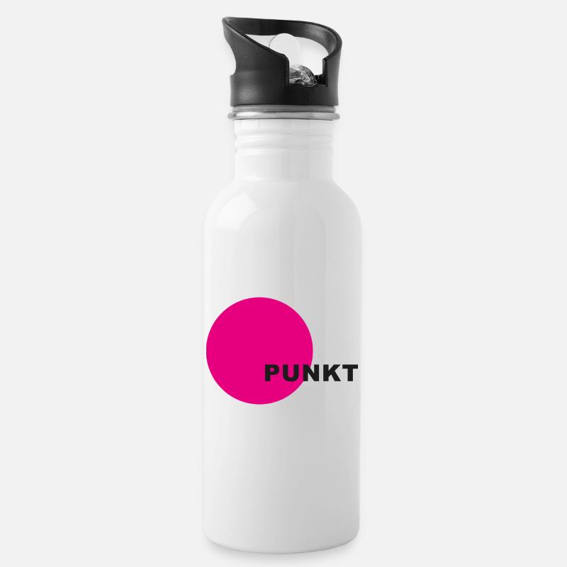 Punkt Neon Kreis - Trinkflasche mit integriertem Trinkhalm - Weiß