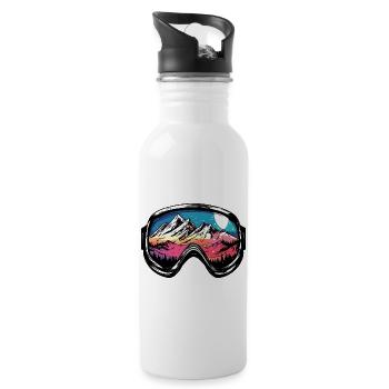 Ski Goggles Mountains Ski - Water bottle with straw - white - Right