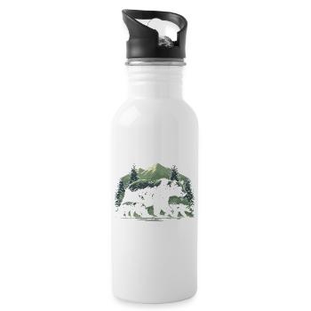 Bear Trail in Pine Dawn - Trinkflasche mit integriertem Trinkhalm - Weiß - Rechts