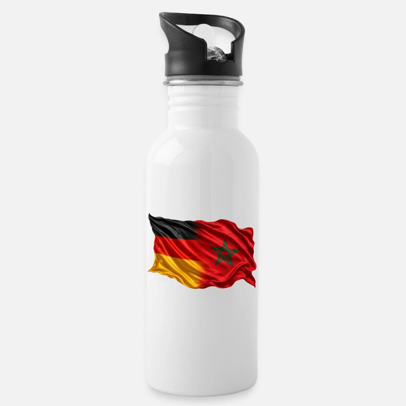 Germany Morocco Flag - Water bottle with straw - white