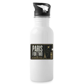 Carte d’embarquement Paris pour deux, voyage romantique - Gourde avec paille intégrée - blanc - Droite