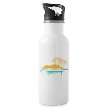 Kralendijk Tropische Palmen Splash - Trinkflasche mit integriertem Trinkhalm - Weiß - Rechts