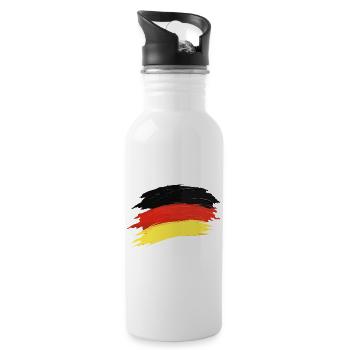 Germany Flag Brushstroke Germany Fan - Water bottle with straw - white - Right