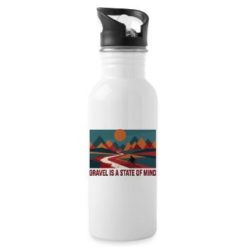 Gravel Is A State Of Mind Shirt - Water bottle with straw - white - Right