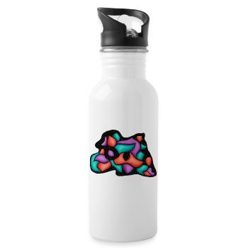 Blocs abstraits de couleur dans le fond nocturne - Gourde avec paille intégrée - blanc - Droite