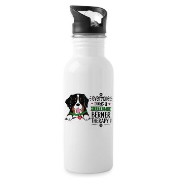 Bernese Mountain Dog Little Berner Therapy Dog Humor - Water bottle with straw - white - Right