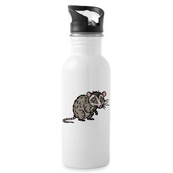 Un design mignon dessiné à la main avec un opossum - Gourde avec paille intégrée - blanc - Droite