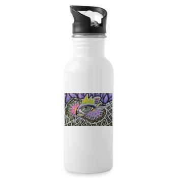 Psychedelic Single Eye Pattern - Water bottle with straw - white - Right