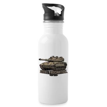 RCCX Merkava – Steel Fascination. Not War. - Water bottle with straw - white - Right