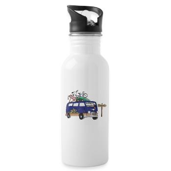 France Camper Motif Vanlife Camping Holiday - Water bottle with straw - white - Right