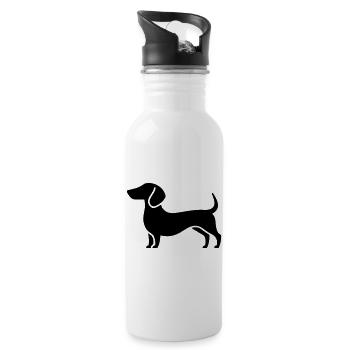 Dackel - Trinkflasche mit integriertem Trinkhalm - Weiß - Rechts
