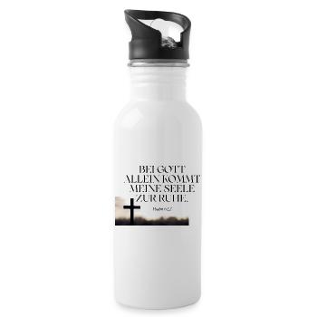 Ruhe der Seele im Kreuz - Trinkflasche mit integriertem Trinkhalm - Weiß - Rechts