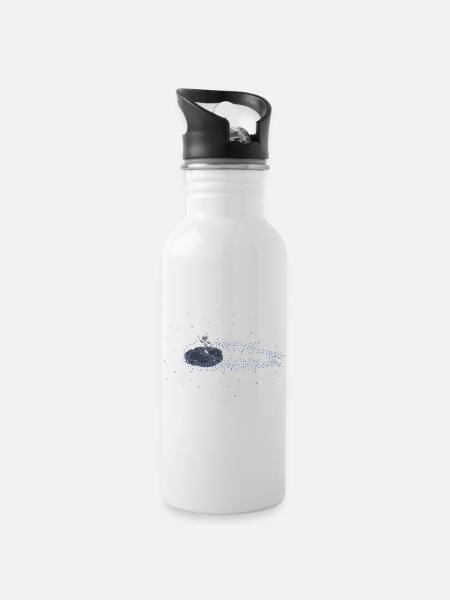 Robot on Meteoroid - Water bottle with straw - white