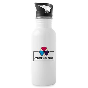 Compersion Club - Polyamorie  - Trinkflasche mit integriertem Trinkhalm - Weiß - Rechts