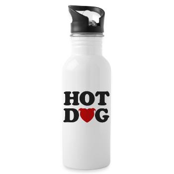 Herzkopf-Hotdog - 031 - Trinkflasche mit integriertem Trinkhalm - Weiß - Rechts