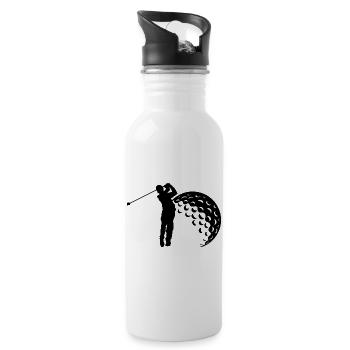 Golf Schwung Silhouette - Trinkflasche mit integriertem Trinkhalm - Weiß - Rechts