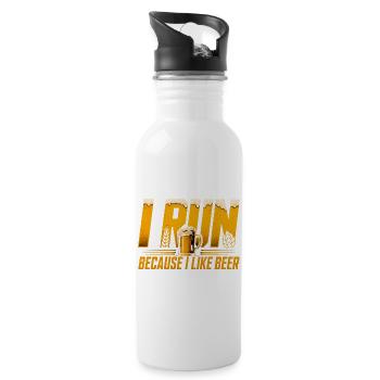 Ich laufe wegen Bier - Lustiges Lauf Shirt - Trinkflasche mit integriertem Trinkhalm - Weiß - Rechts