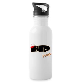 Hip Hop Typo with Baseball Cap - Water bottle with straw - white - Right