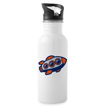 Space Rocket Illustration - Water bottle with straw - white - Right