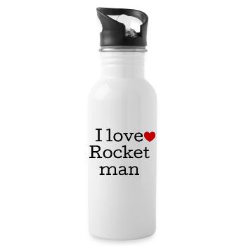 I Love Rock Music Typography - Water bottle with straw - white - Right