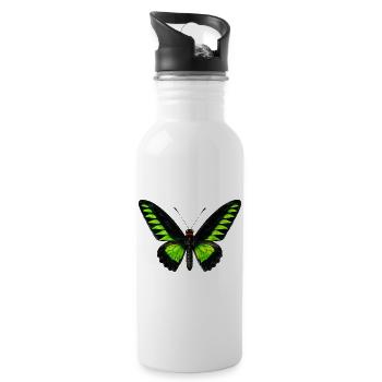 Rajah Brooke's Birdwing Trogonoptera brookiana - Water bottle with straw - white - Right