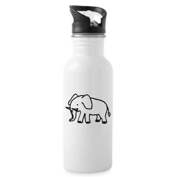 Éléphant - Gourde avec paille intégrée - blanc - Droite