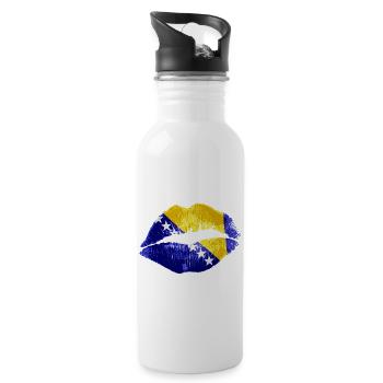 Kuss (Bosnien / Bosnia) - Trinkflasche mit integriertem Trinkhalm - Weiß - Rechts