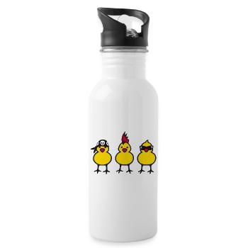 Three Chicks - Trinkflasche mit integriertem Trinkhalm - Weiß - Rechts