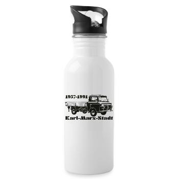Barkas Pritsche - Trinkflasche mit integriertem Trinkhalm - Weiß - Rechts
